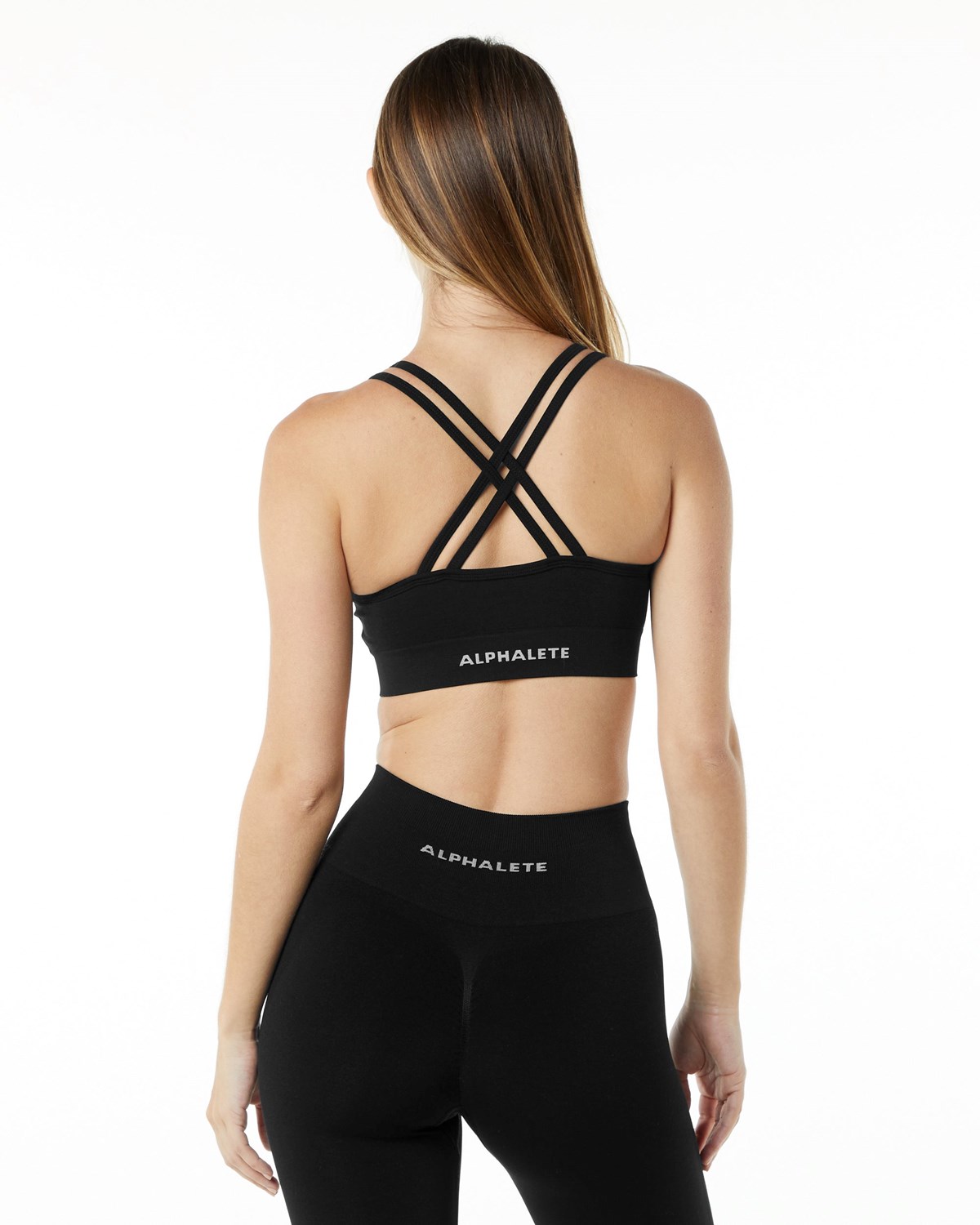 Alphalete Medium-Impact Seamless Sports Bra Čierne | 127-NALUJP