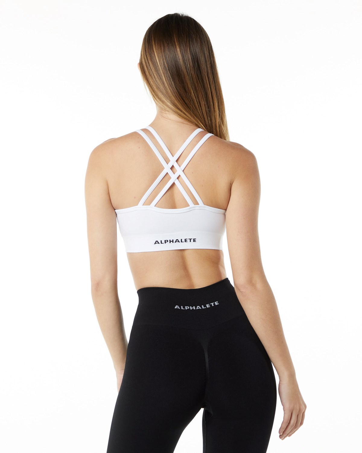 Alphalete Medium-Impact Seamless Sports Bra Biele | 562-OWCYHV