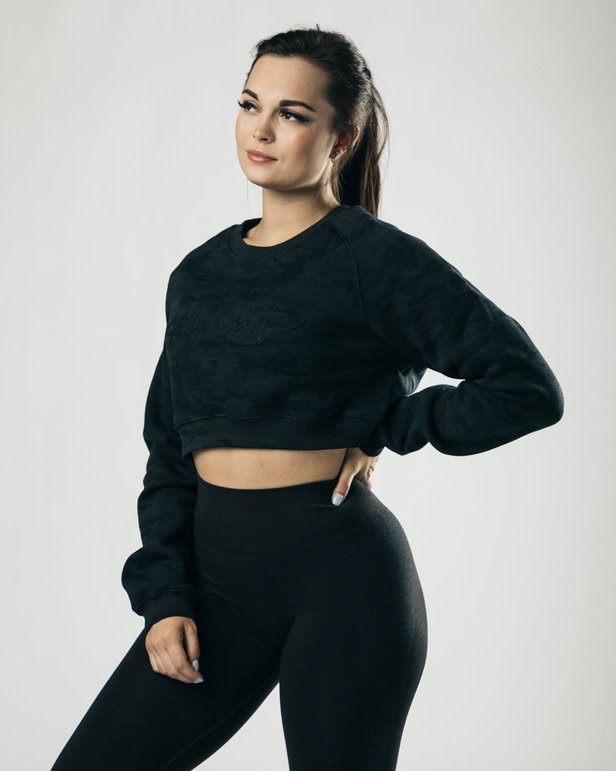 Alphalete Oversized Fleece Cropped Svetrove Saty Darkest Hour | 915-ZJTAYE