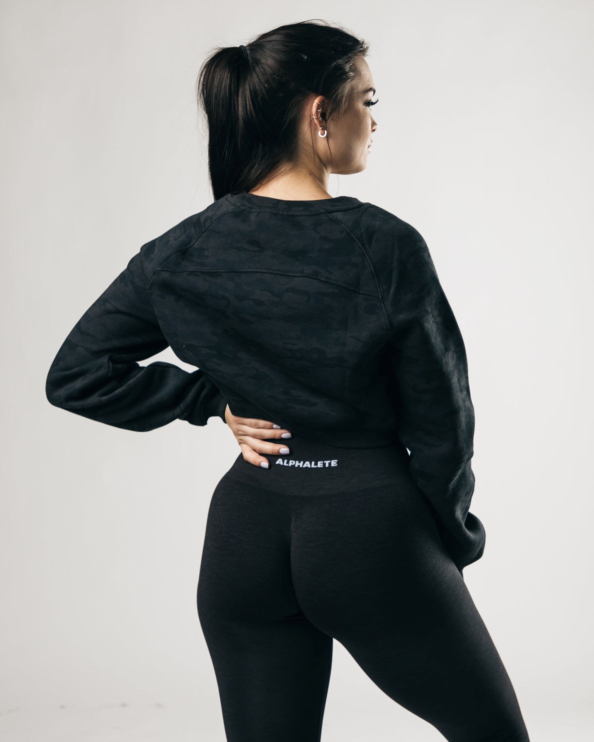 Alphalete Oversized Fleece Cropped Svetrove Saty Darkest Hour | 915-ZJTAYE