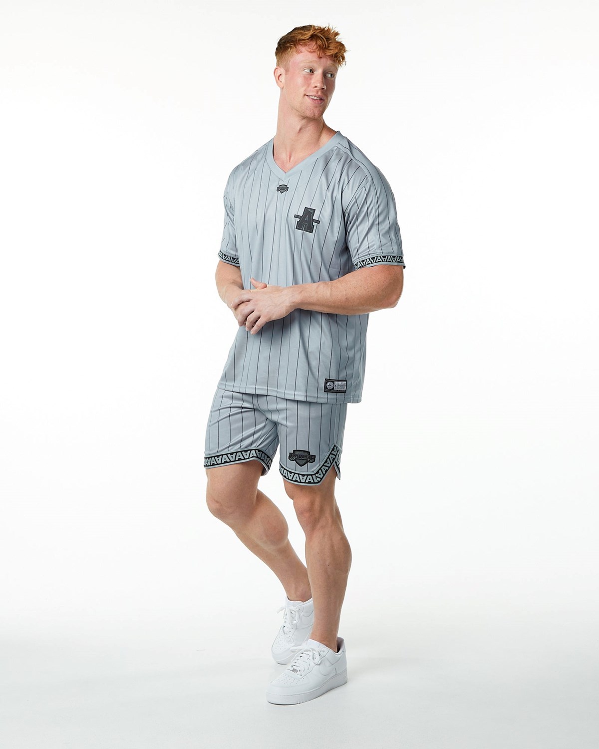 Alphalete Oversized Kratke Sleeve Jersey Siva | 421-FMXWQH