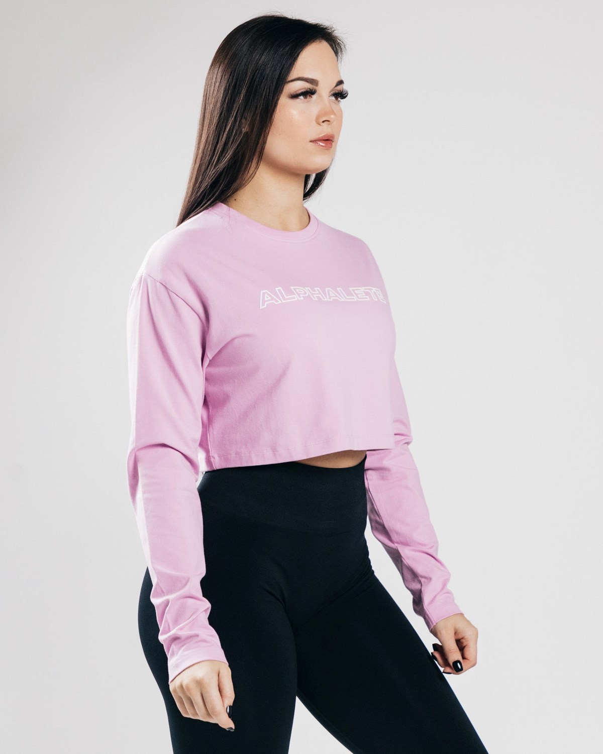 Alphalete Oversized Performance Long Sleeve Crop Bloom | 063-PQHTUD