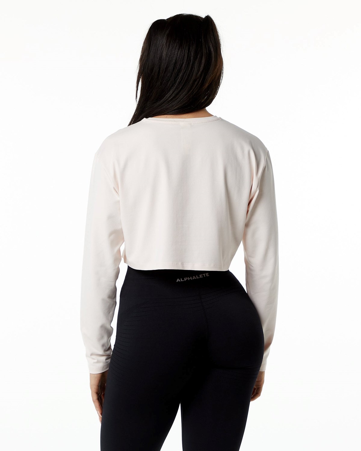 Alphalete Oversized Performance Long Sleeve Crop Blush | 158-OVRNAU