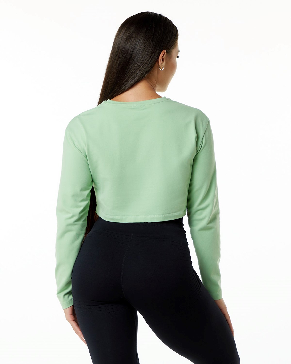 Alphalete Oversized Performance Long Sleeve Crop Pistachio | 216-QBUCXA