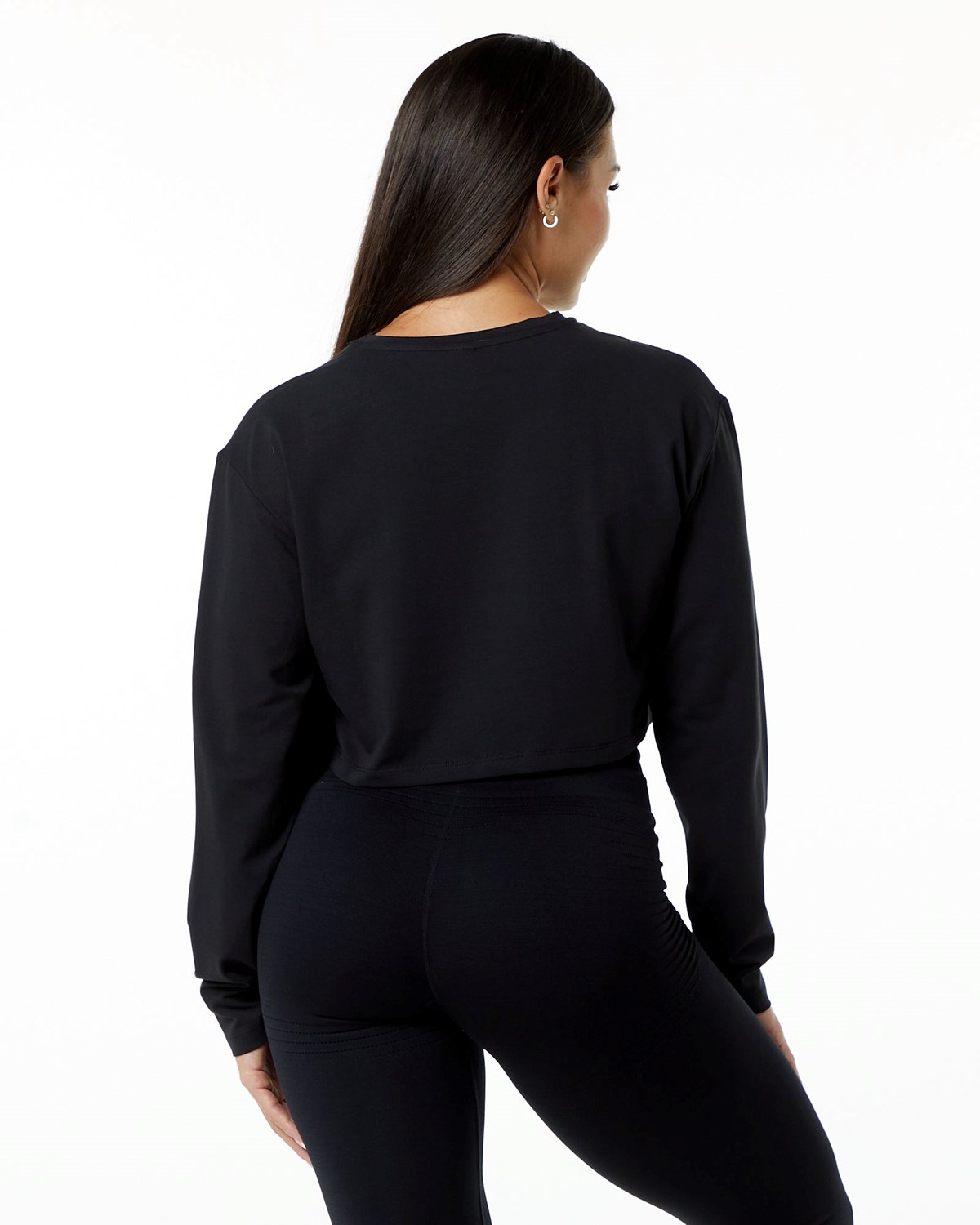 Alphalete Oversized Performance Long Sleeve Crop Čierne | 218-NADQKM