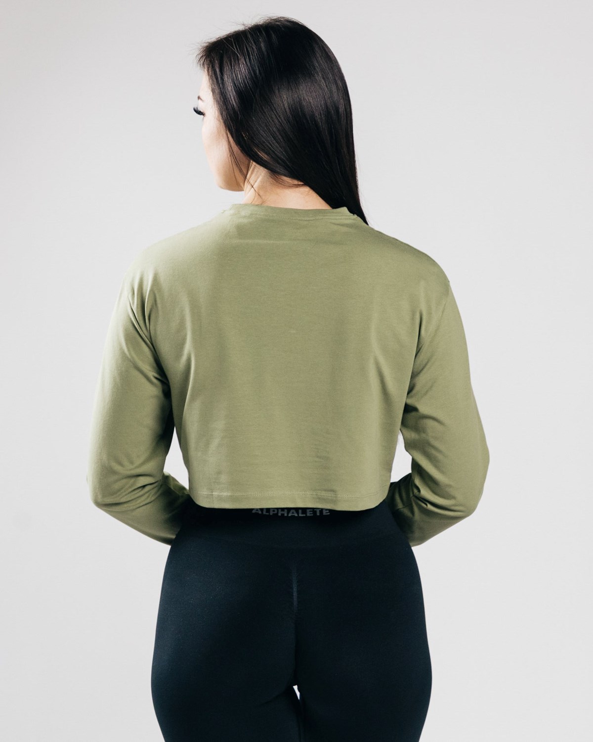 Alphalete Oversized Performance Long Sleeve Crop Zelene | 408-NJGMTX