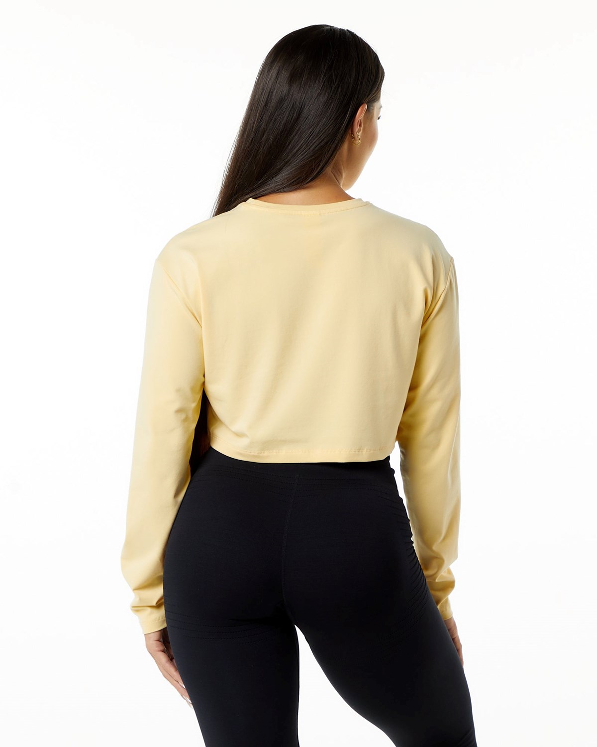 Alphalete Oversized Performance Long Sleeve Crop Daffodil | 463-GBRNIT