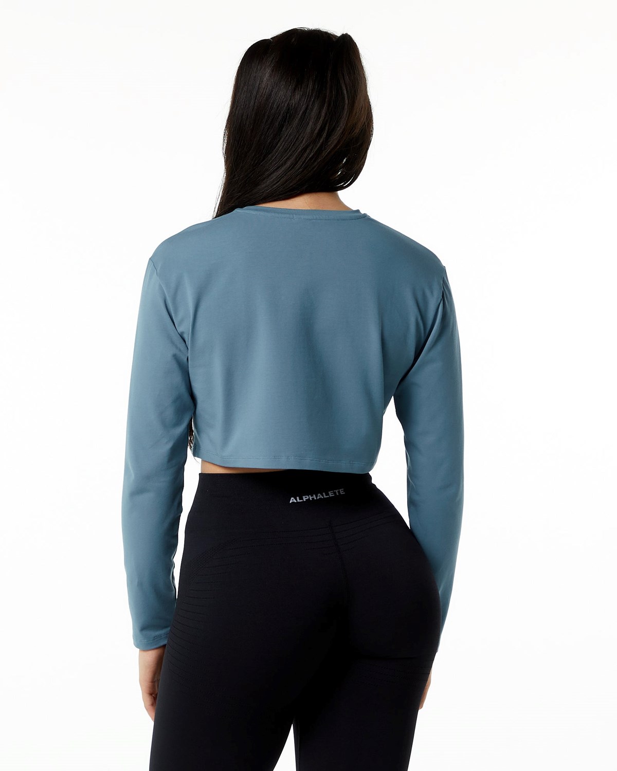 Alphalete Oversized Performance Long Sleeve Crop Modre | 547-OXKUGT