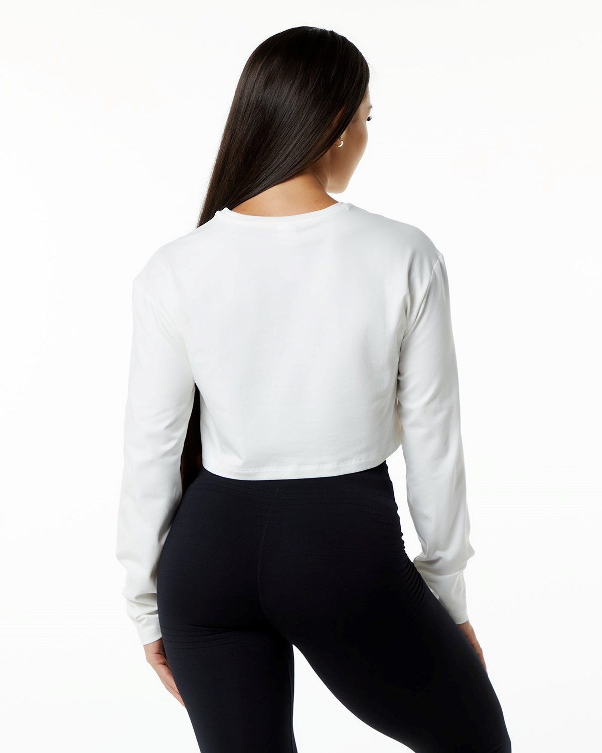 Alphalete Oversized Performance Long Sleeve Crop Biele | 591-FSQMTY