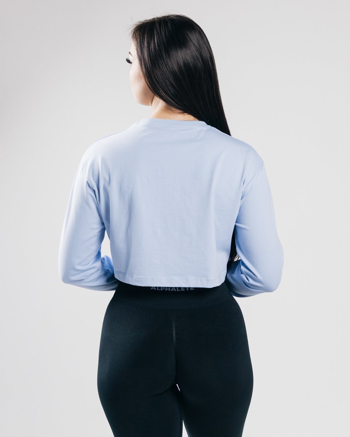 Alphalete Oversized Performance Long Sleeve Crop Modre | 720-BAXDPJ