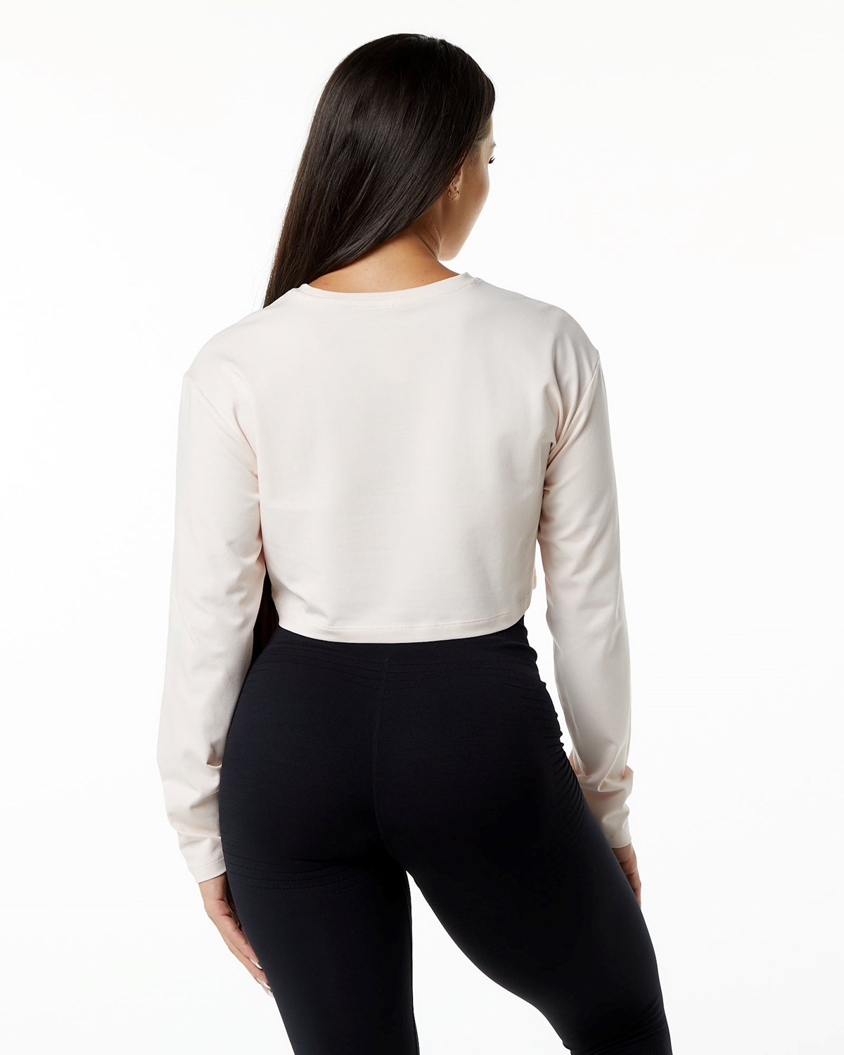 Alphalete Oversized Performance Long Sleeve Crop Blush | 736-LQGDOH