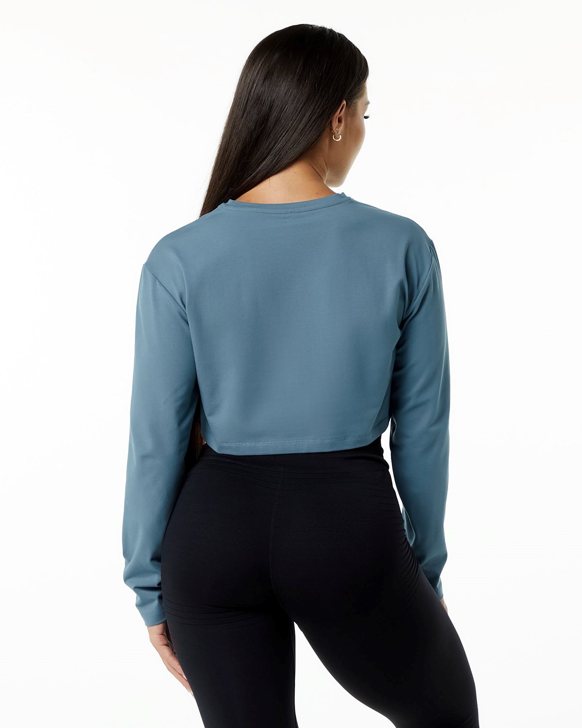 Alphalete Oversized Performance Long Sleeve Crop Modre | 746-FCEDVU