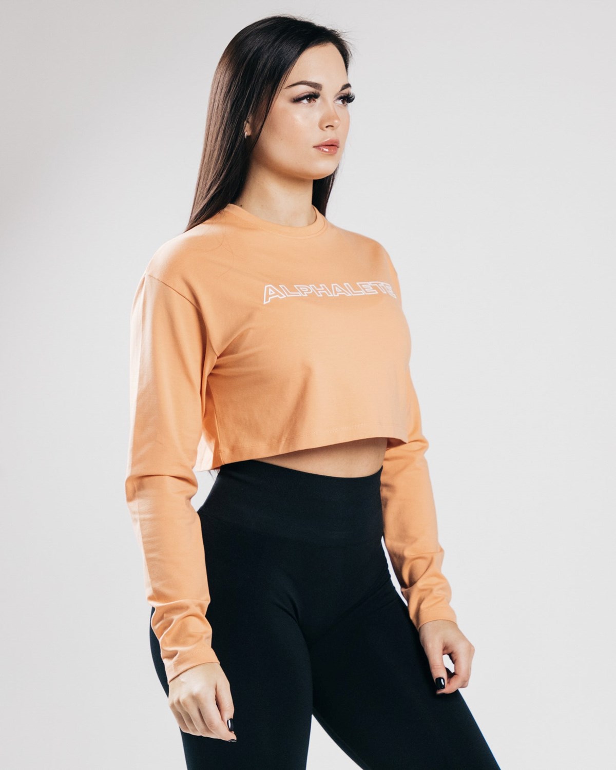 Alphalete Oversized Performance Long Sleeve Crop Oranžové | 748-NVQAXK