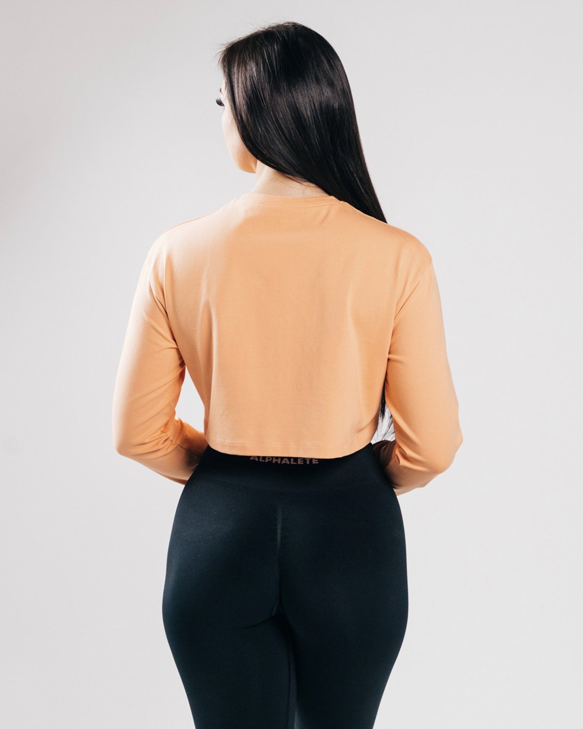 Alphalete Oversized Performance Long Sleeve Crop Oranžové | 748-NVQAXK