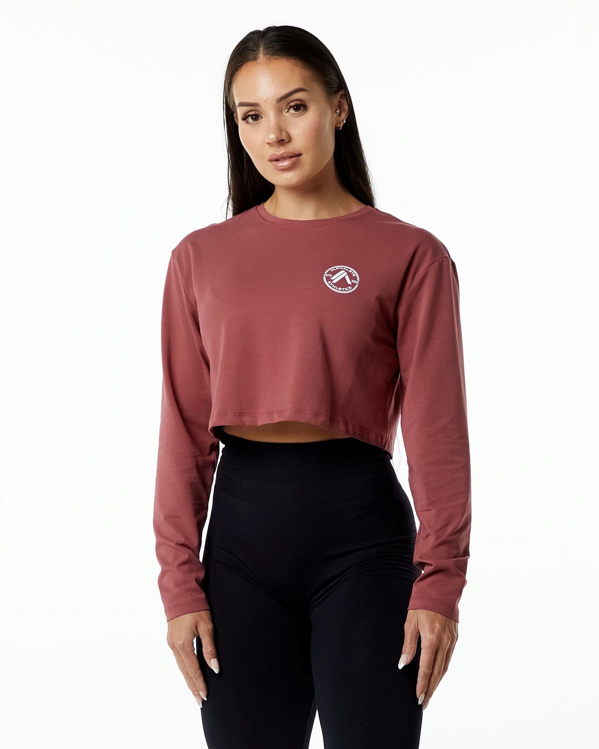 Alphalete Oversized Performance Long Sleeve Crop Gingerbread | 781-KFJSVW