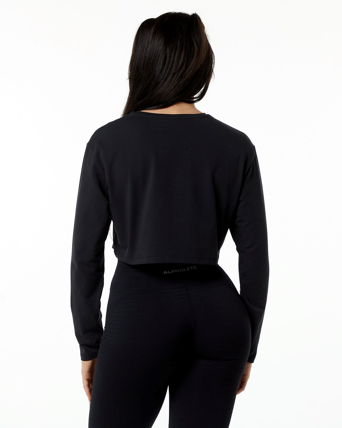 Alphalete Oversized Performance Long Sleeve Crop Blackout | 876-WGSVIL