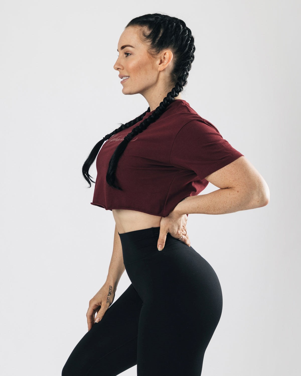 Alphalete Oversized Raw-Cut Kratke Sleeve Crop Bordove | 705-PXRCFT