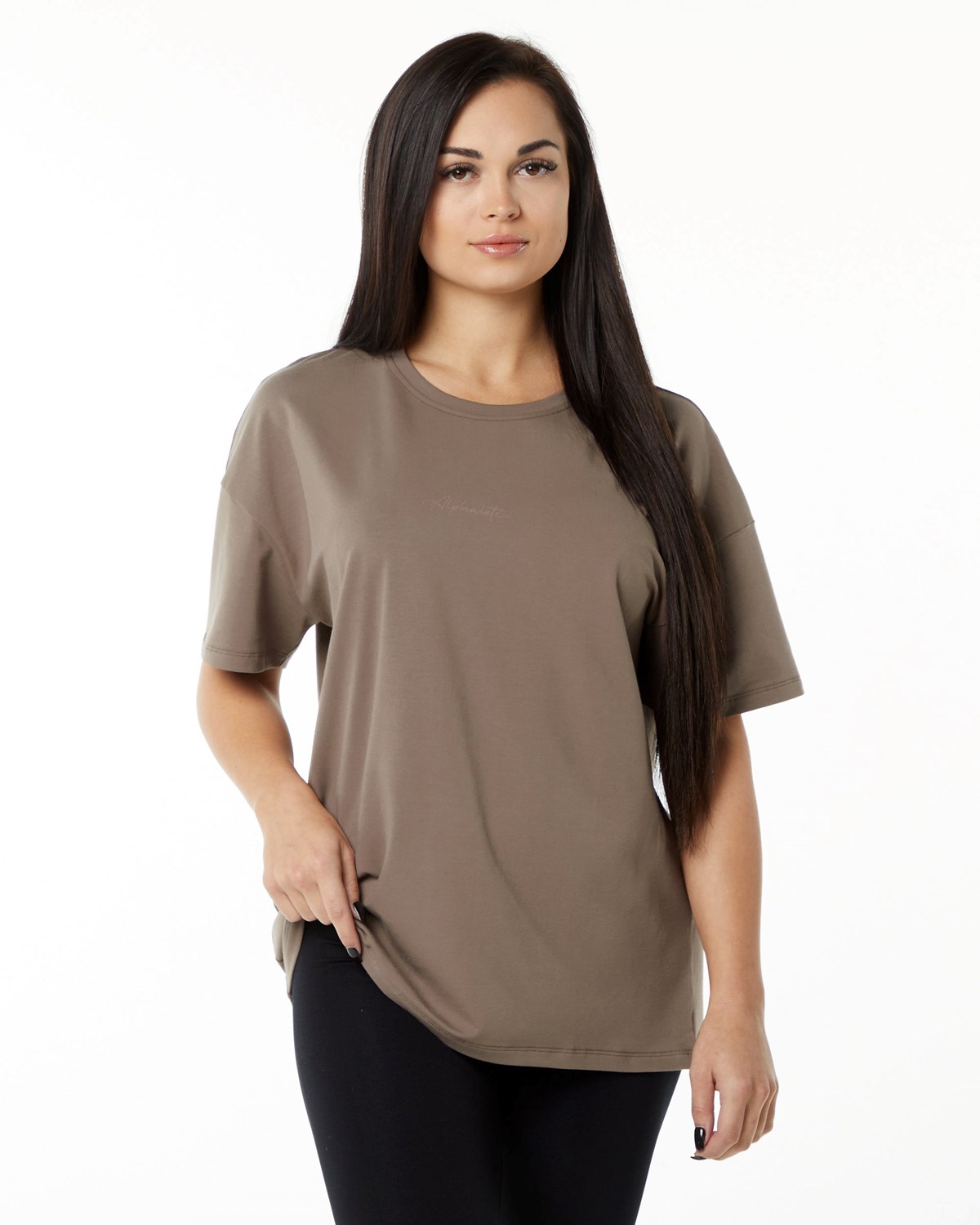 Alphalete Performance Kratke Sleeve Mocha | 604-MDLCIE