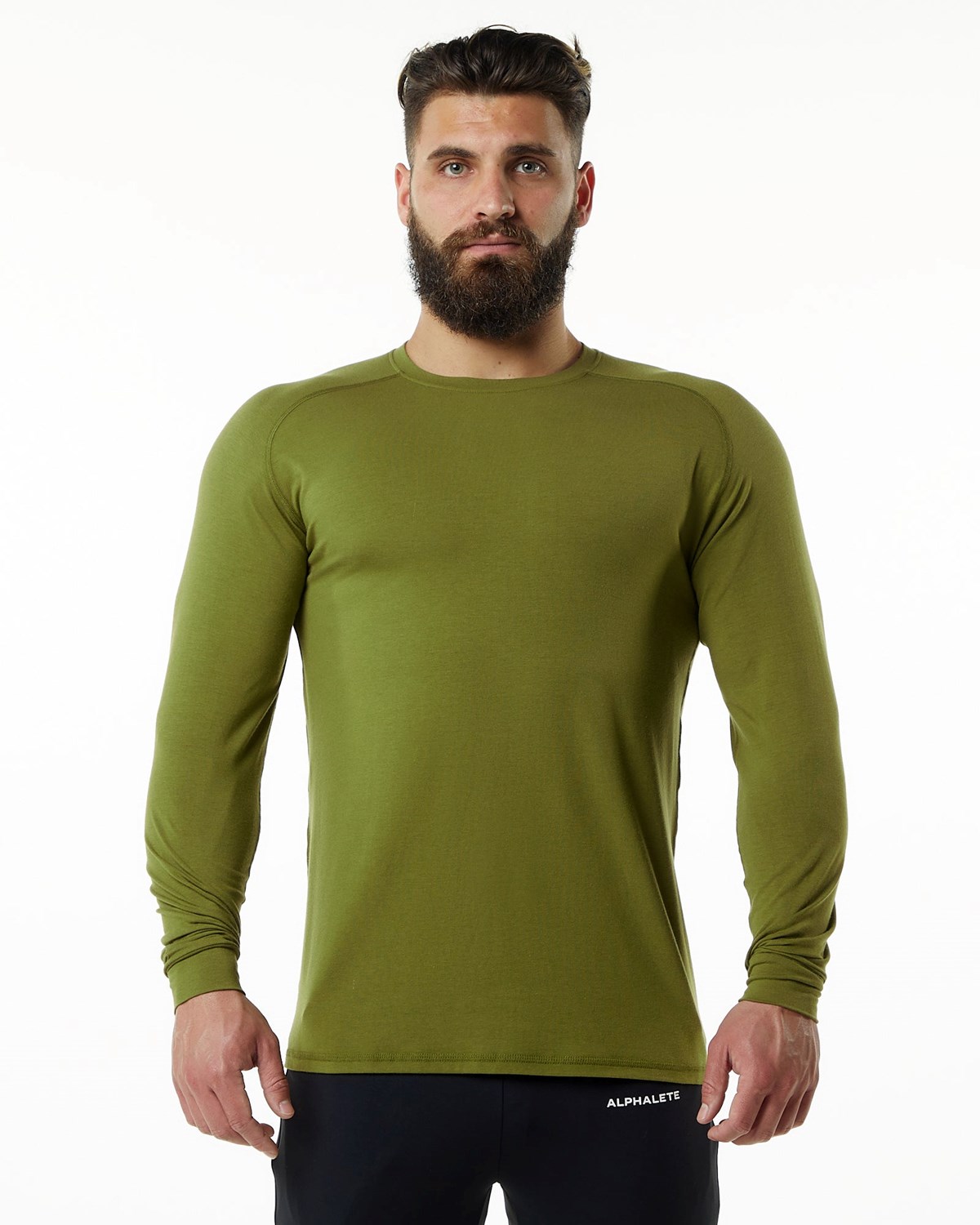 Alphalete Premium Epaulette Long Sleeve Tee Zelene | 081-WRCNMV