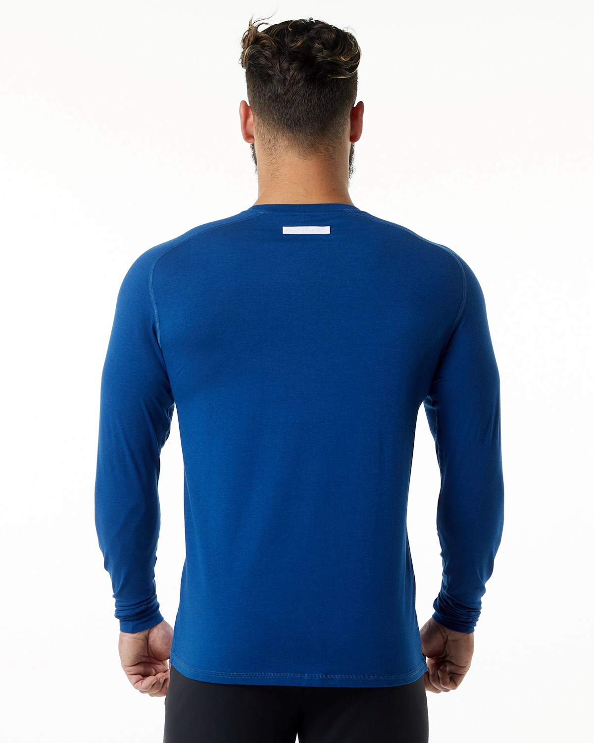 Alphalete Premium Epaulette Long Sleeve Tee Modre | 432-GTNSRM