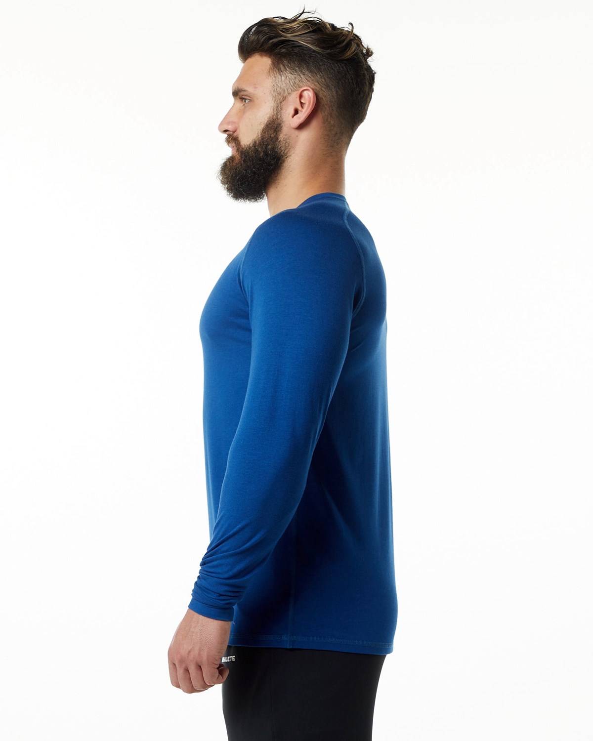 Alphalete Premium Epaulette Long Sleeve Tee Modre | 432-GTNSRM