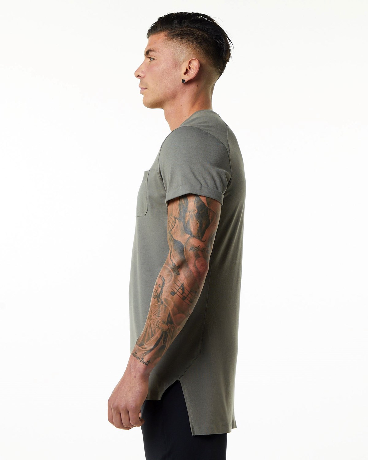 Alphalete Premium Kratke Sleeve Pocket Tee Siva | 014-OJSNHT