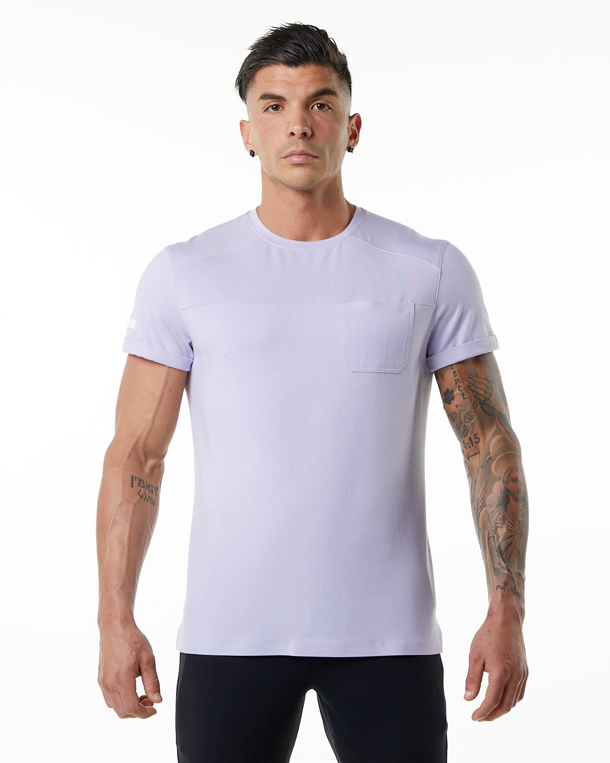 Alphalete Premium Kratke Sleeve Pocket Tee Lilac Haze | 026-EBCOSA