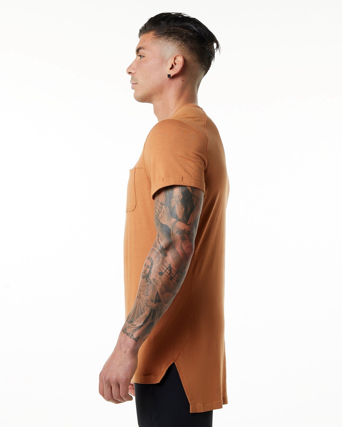 Alphalete Premium Kratke Sleeve Pocket Tee Camel | 053-QIGCWF