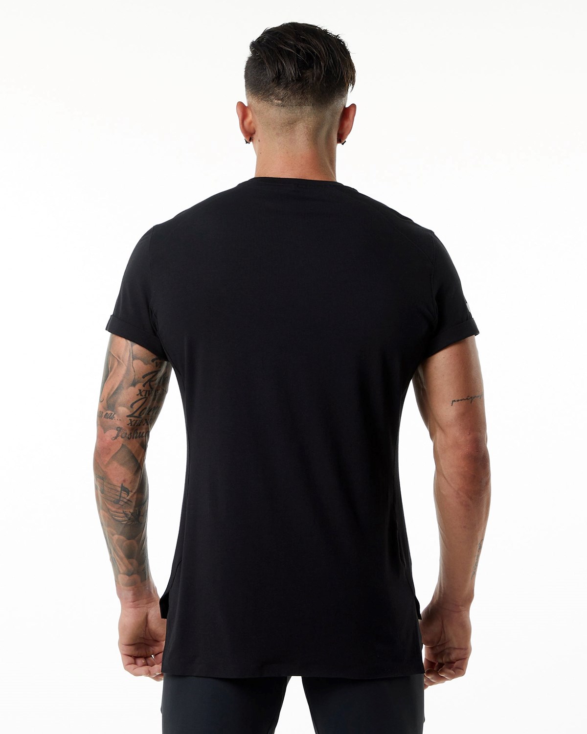 Alphalete Premium Kratke Sleeve Pocket Tee Čierne | 089-ATMIYX