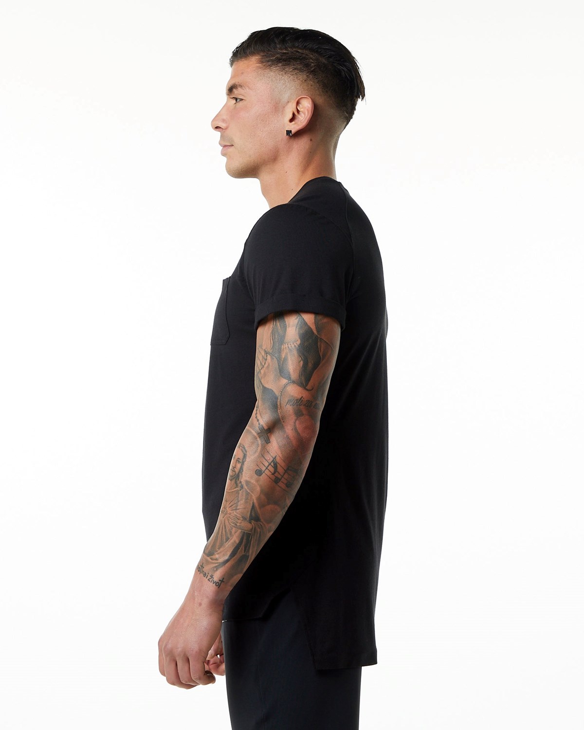 Alphalete Premium Kratke Sleeve Pocket Tee Čierne | 089-ATMIYX