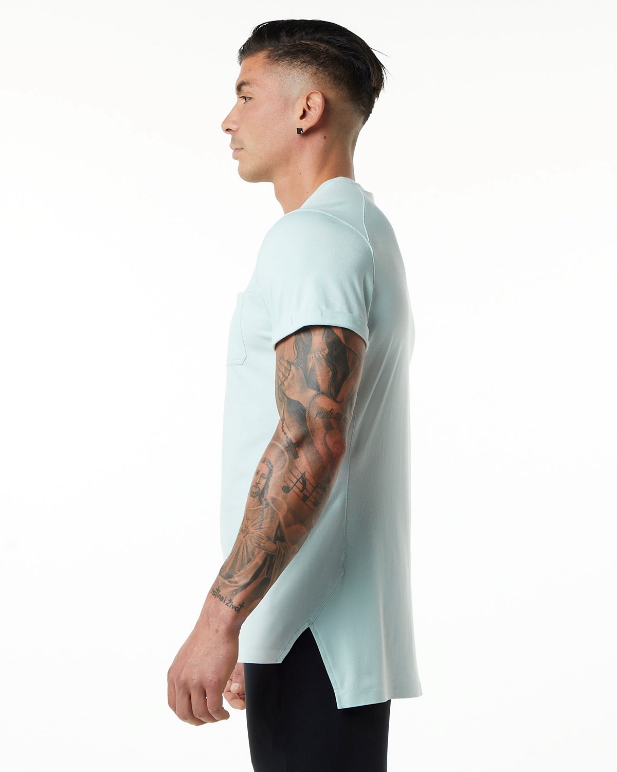 Alphalete Premium Kratke Sleeve Pocket Tee Modre | 431-EJSGBU