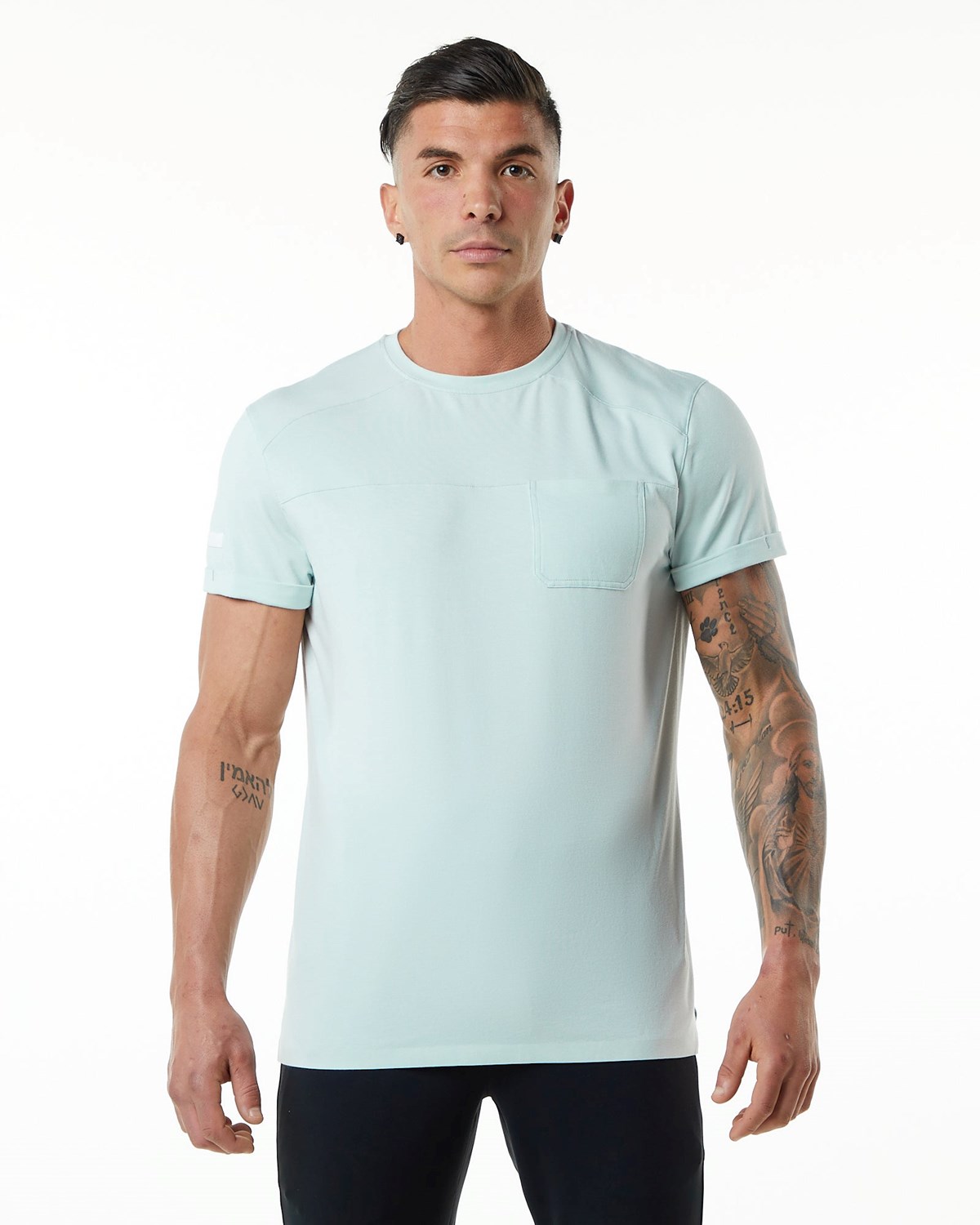 Alphalete Premium Kratke Sleeve Pocket Tee Modre | 431-EJSGBU