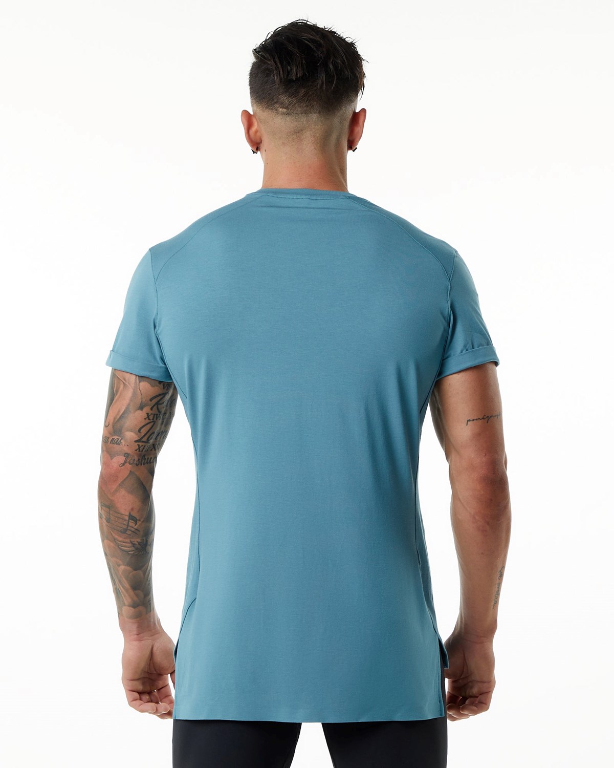 Alphalete Premium Kratke Sleeve Pocket Tee Modre | 681-EAYBMO