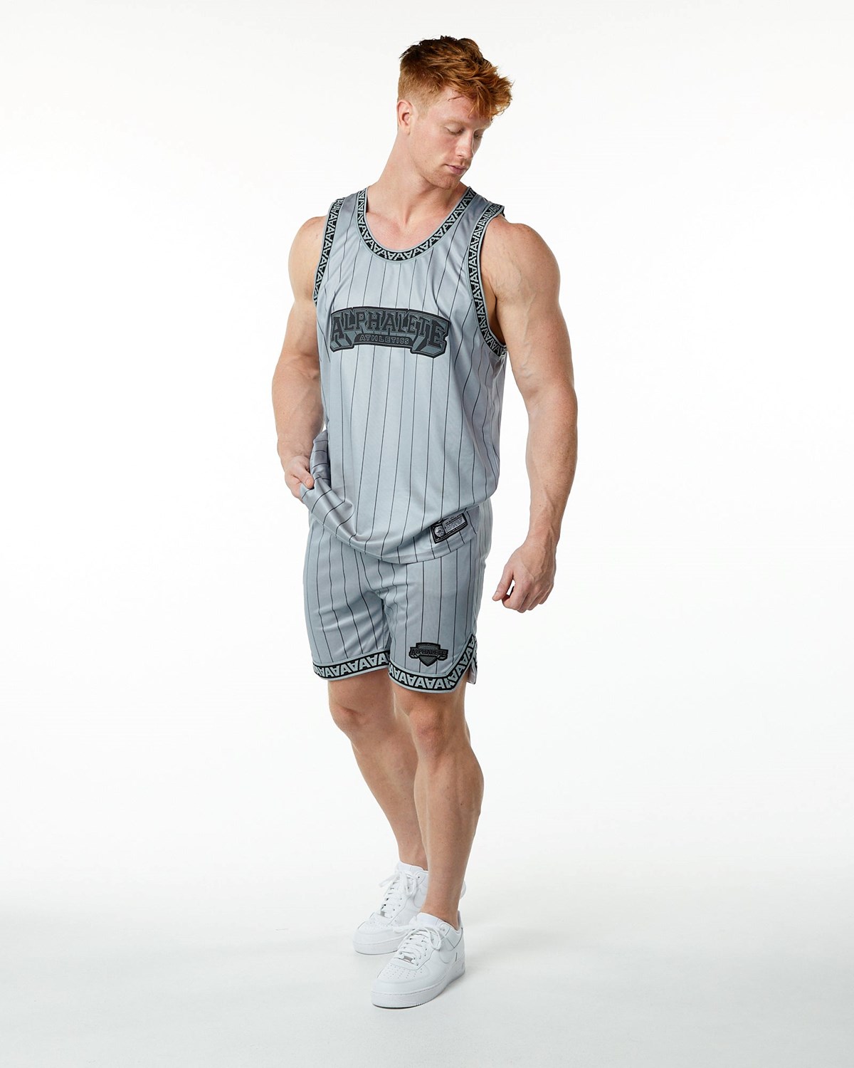 Alphalete Relaxed Fit Jersey Siva | 369-EHFVRK