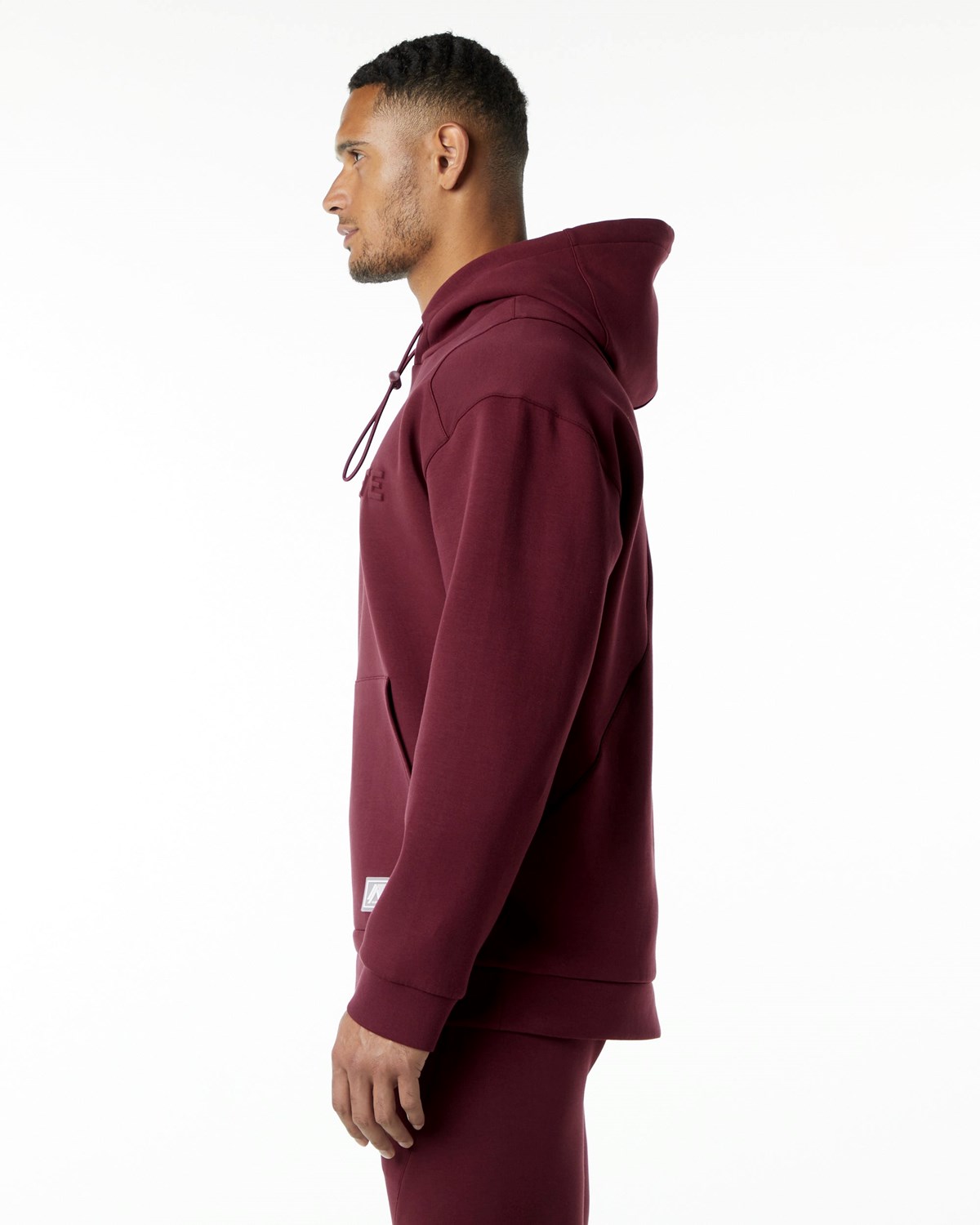 Alphalete Relaxed Interlock Knit Hoodie Bordove | 637-WEXHMK