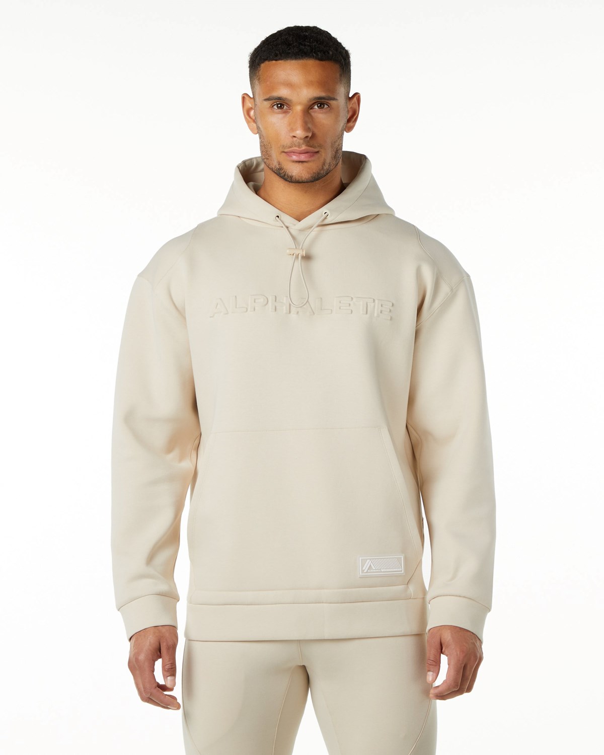 Alphalete Relaxed Interlock Knit Hoodie Vanilla | 982-IVJXCP