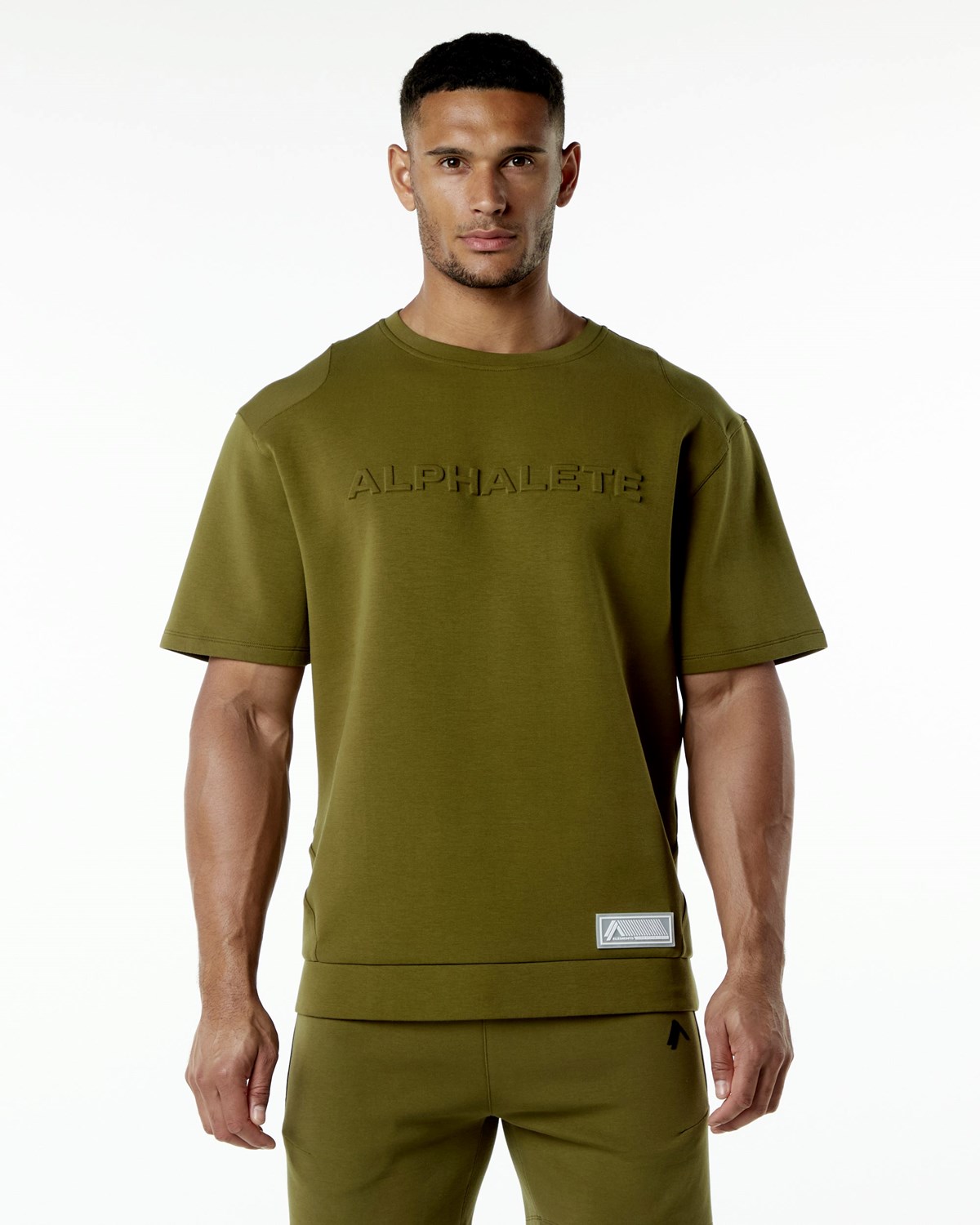 Alphalete Relaxed Interlock Knit Pullover Moss | 016-APCIYT