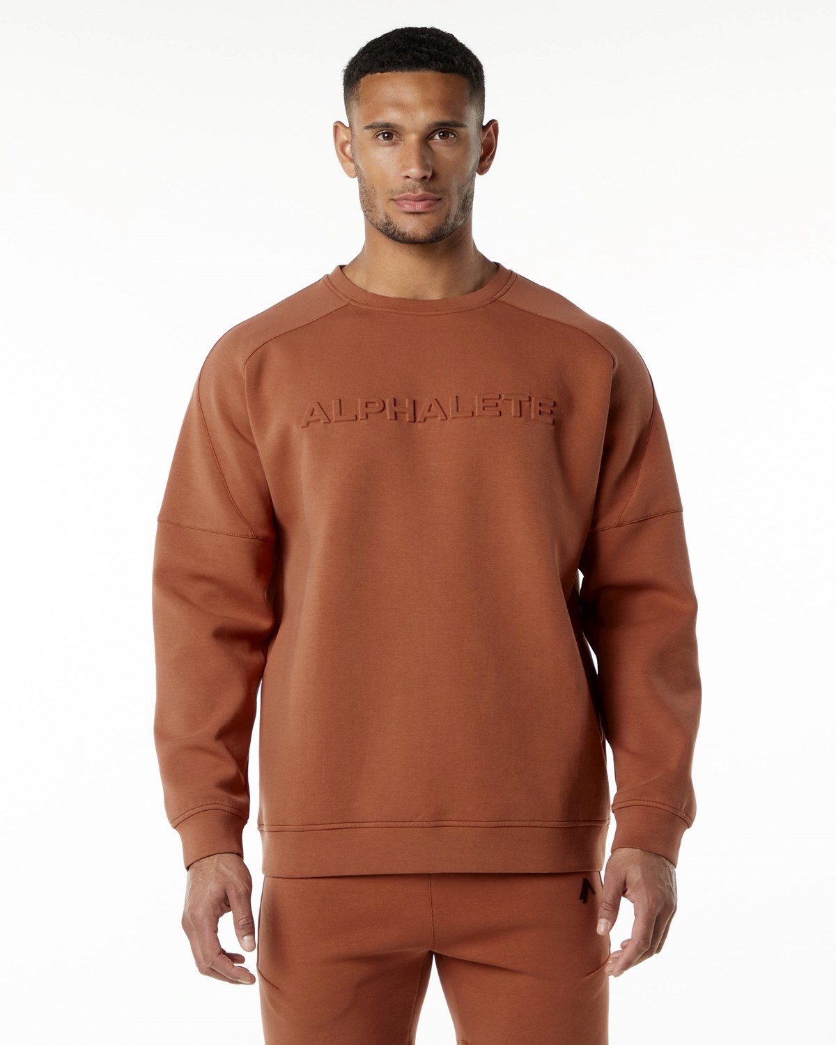 Alphalete Relaxed Interlock Knit Pullover Brick | 435-XUJYDS