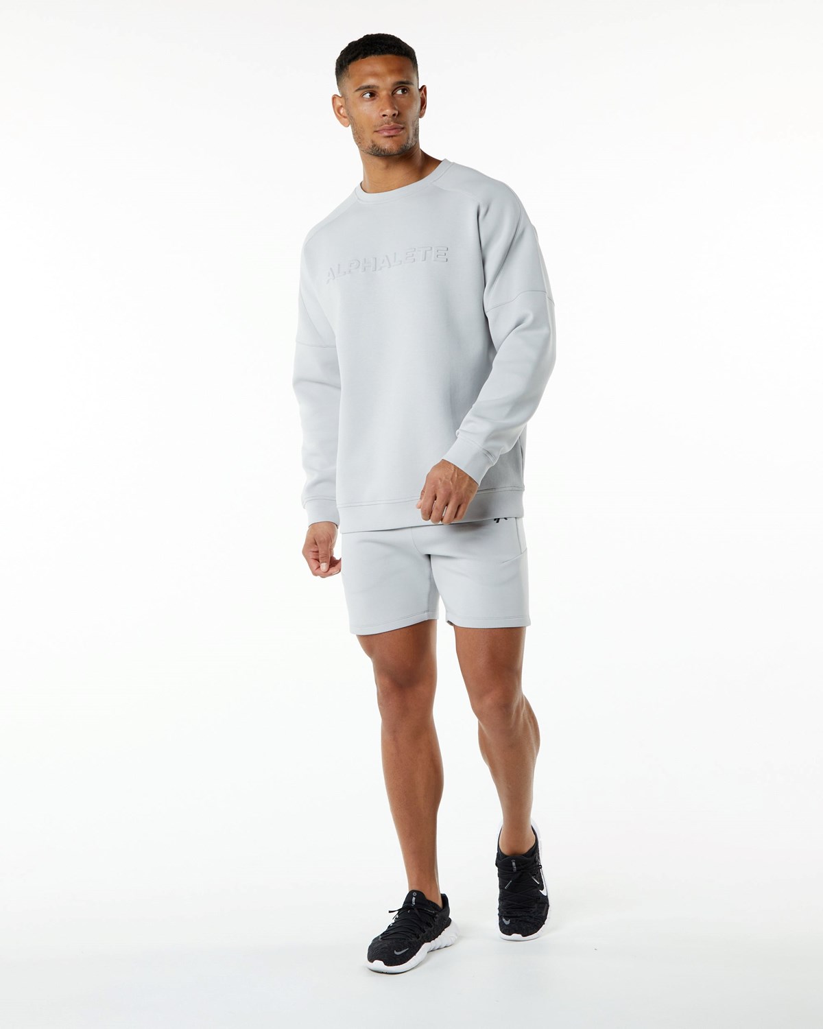 Alphalete Relaxed Interlock Knit Pullover Siva | 510-QYOUGP