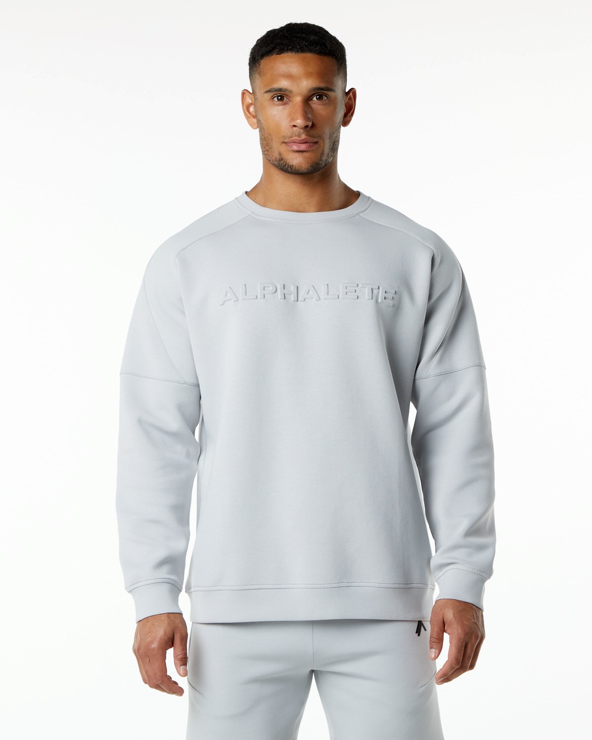 Alphalete Relaxed Interlock Knit Pullover Siva | 510-QYOUGP