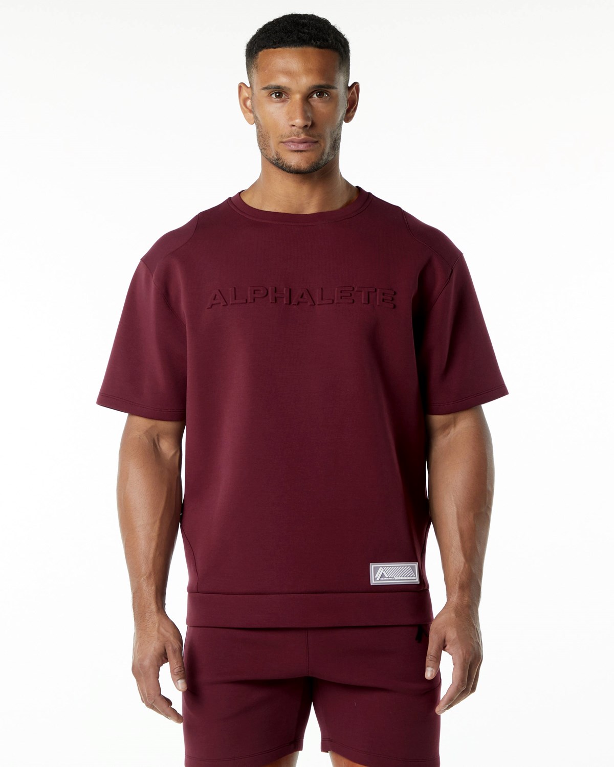 Alphalete Relaxed Interlock Knit Pullover Bordove | 674-KCXQAM