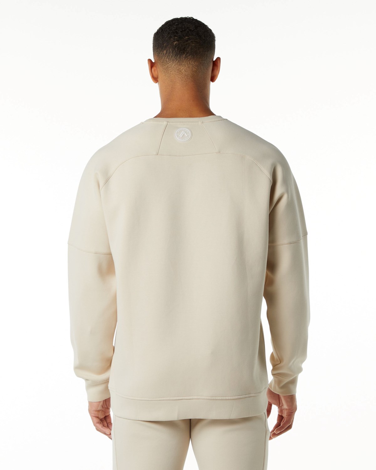 Alphalete Relaxed Interlock Knit Pullover Vanilla | 715-BJARMD