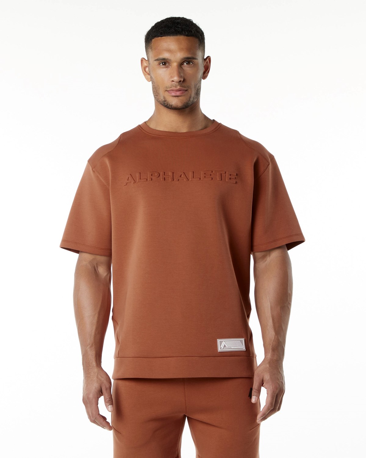 Alphalete Relaxed Interlock Knit Pullover Brick | 972-SDRZIJ