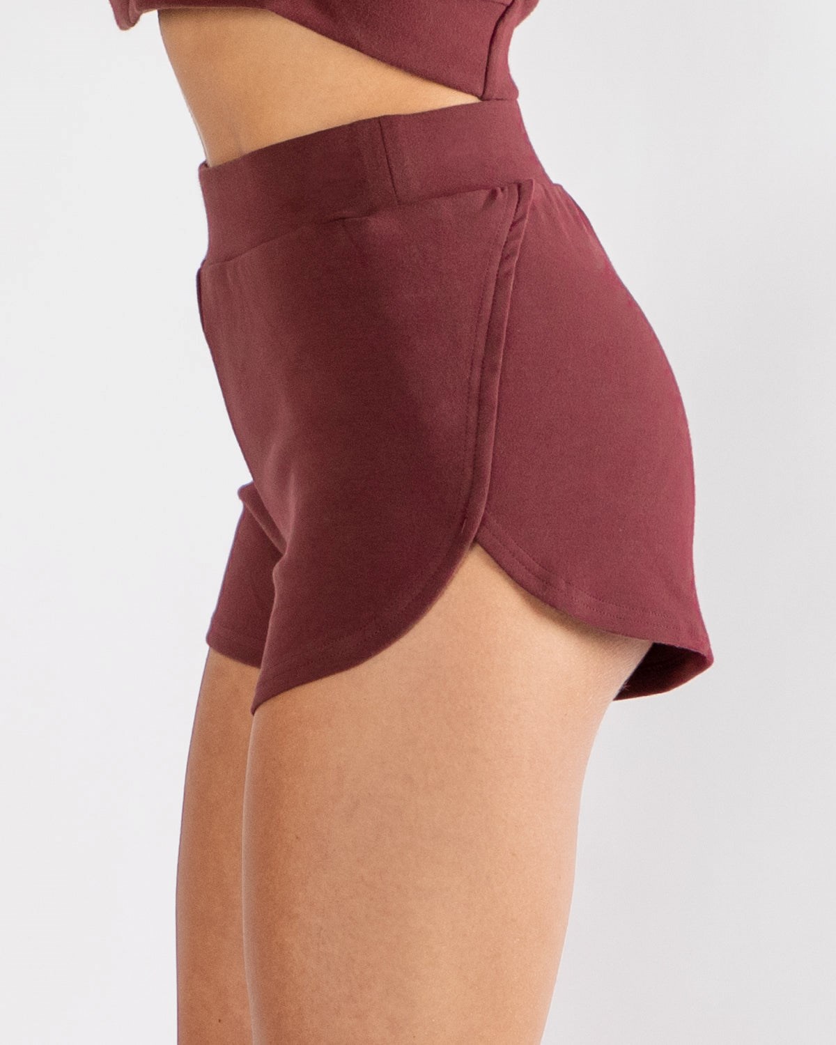 Alphalete Relaxed Single-Brushed High Slit Kratke Mahogany | 601-WFQSMR