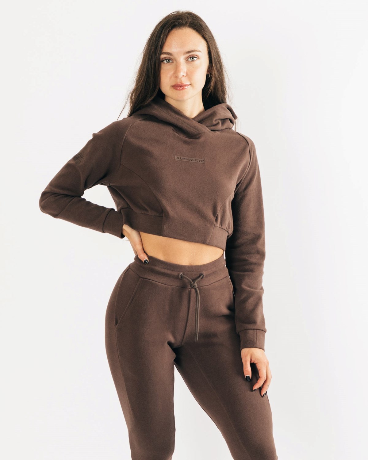 Alphalete Relaxed Single-Brushed Pullover Hoodie Cocoa | 780-MEVSFN