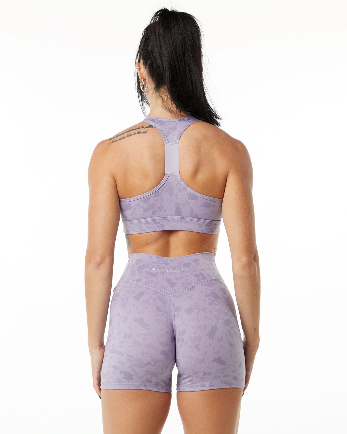 Alphalete Single Brushed Bra Pebble Print Misty Lilac | 594-YBNXFS