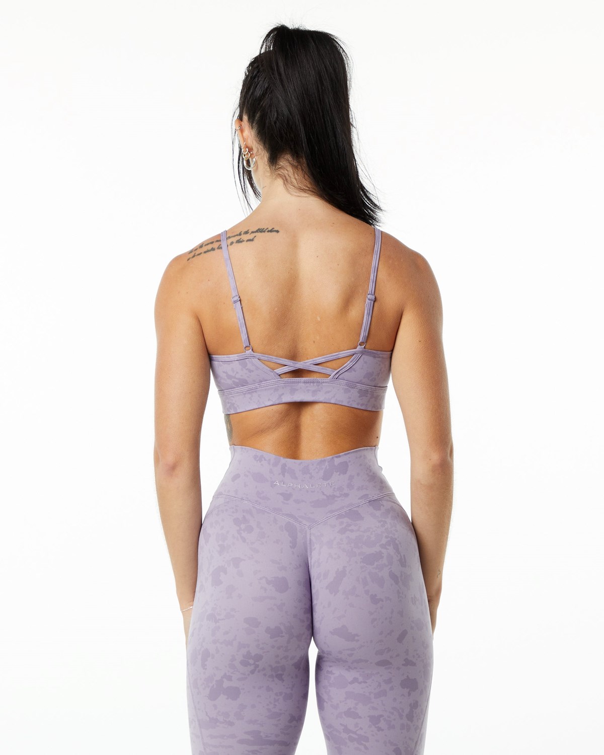 Alphalete Single Brushed Bra Pebble Print Misty Lilac | 986-CBRVGQ