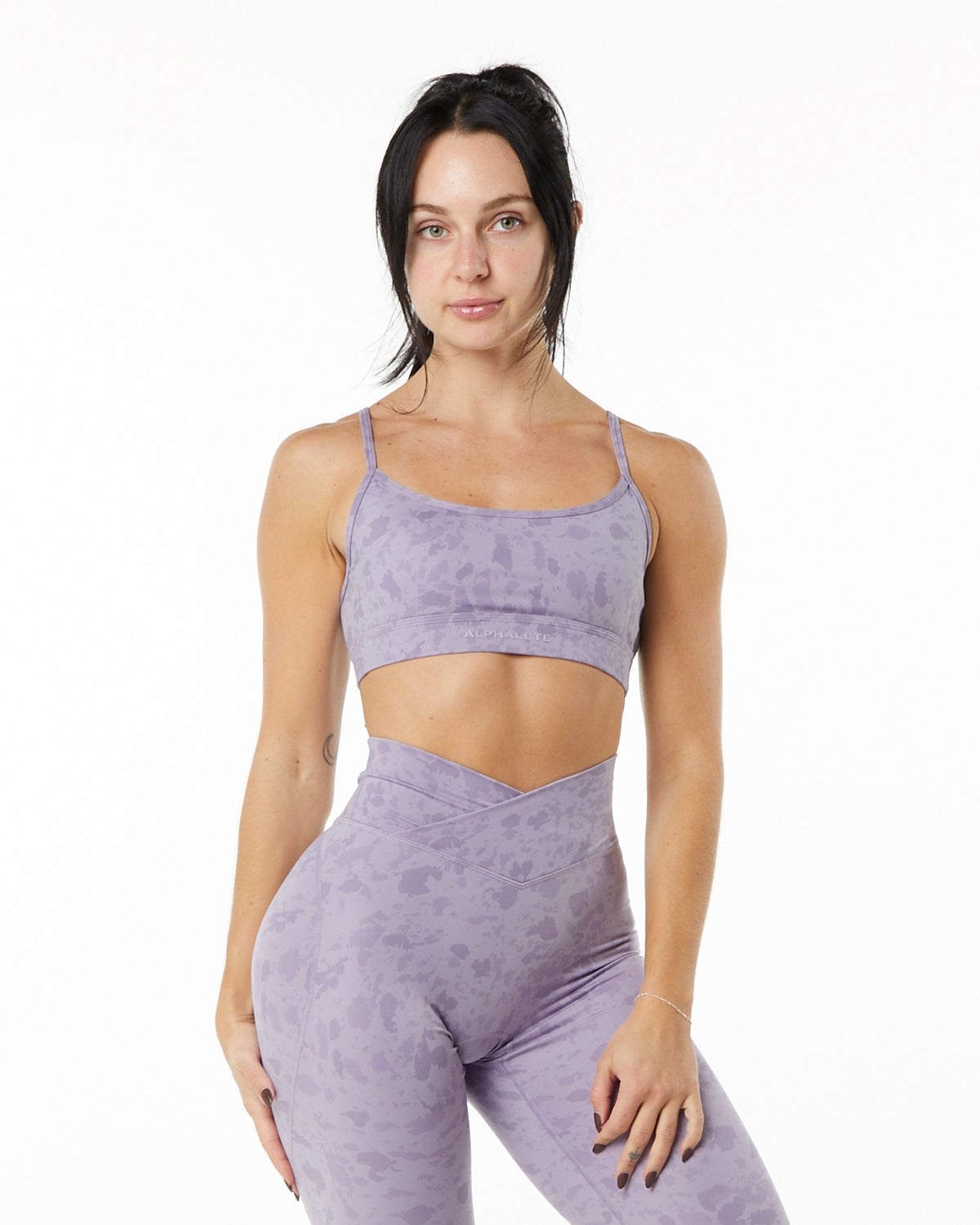 Alphalete Single Brushed Bra Pebble Print Misty Lilac | 986-CBRVGQ