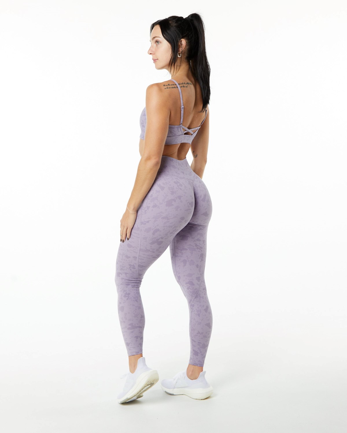 Alphalete Single Brushed Cross-Wrapped Legging Pebble Print Misty Lilac | 503-WFZRCS