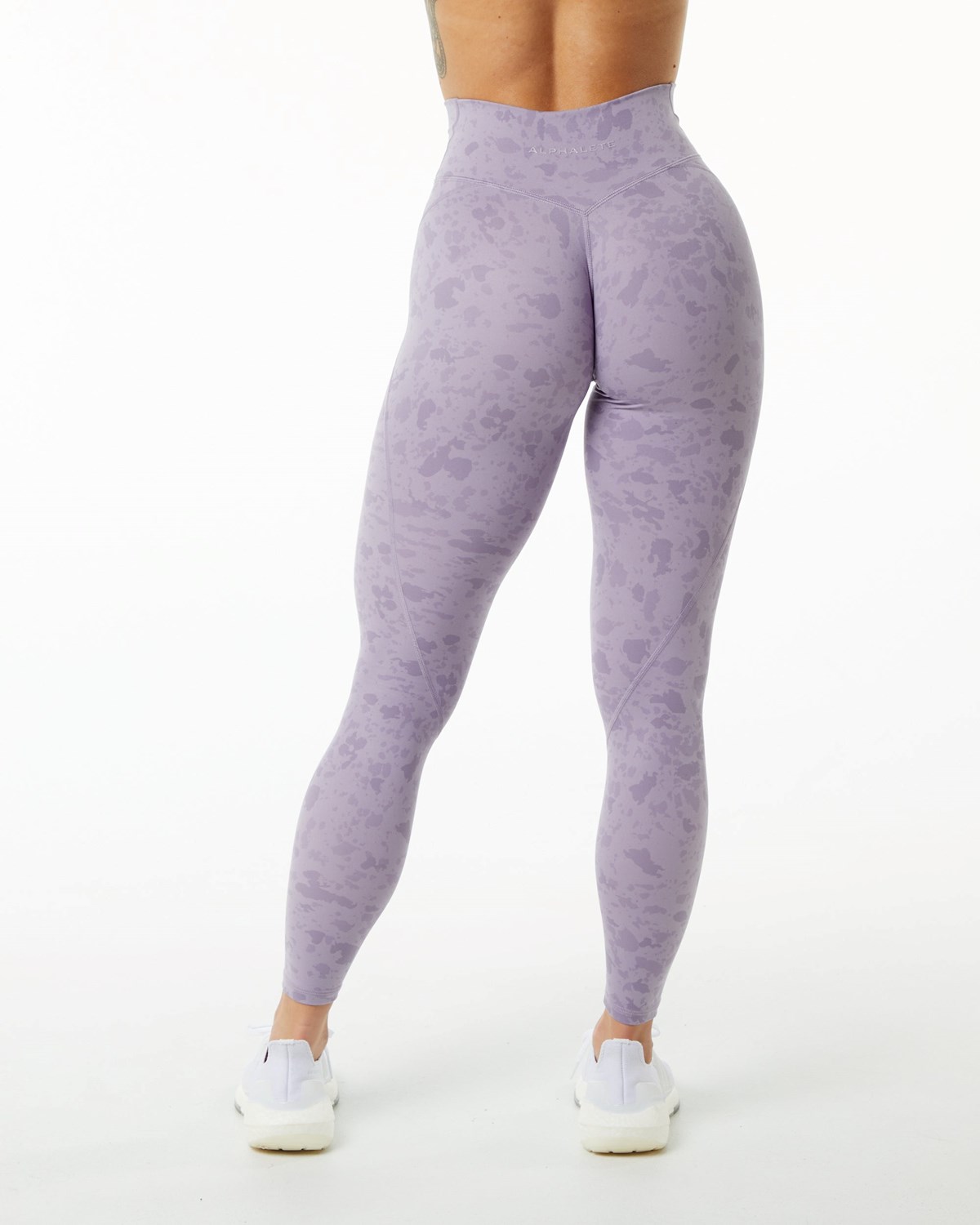 Alphalete Single Brushed Cross-Wrapped Legging Pebble Print Misty Lilac | 503-WFZRCS